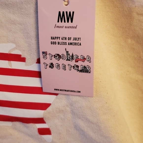 Most Wanted USA Canvas Tote Bag Patriotic NWT - Picture 6 of 7